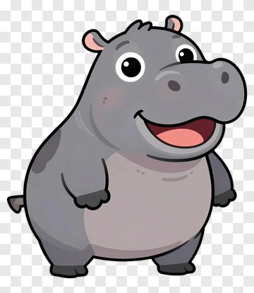 Cartoon Hippo Smiling PNG