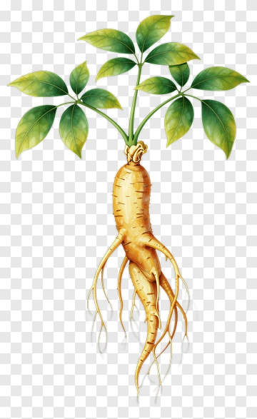 Ginseng Plant With Green Leaves PNG