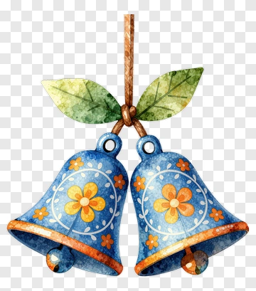 Blue Floral Bells With Leaves PNG