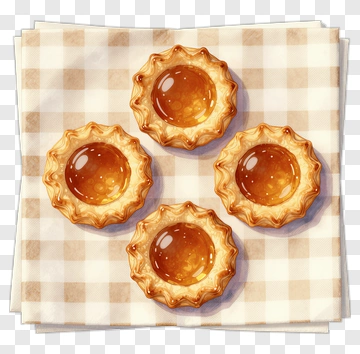 Delicious Jam Tarts On A Checkered Cloth PNG