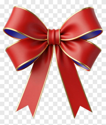 Red Gift Bow With Gold Trim PNG