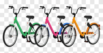 Colorful Bicycles In Various Shades PNG