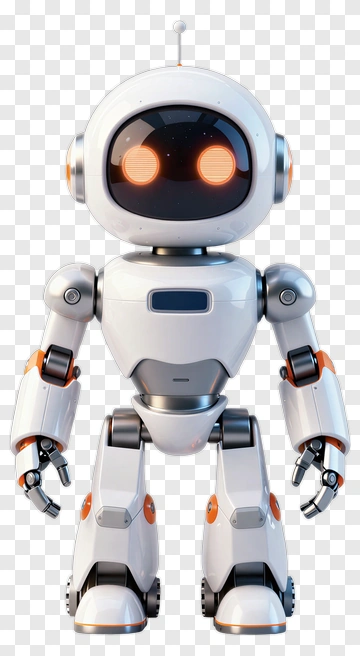 3D Robot With Orange Eyes PNG