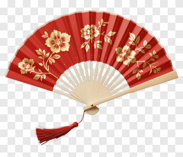 Red Floral Folding Fan PNG