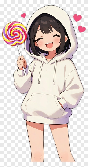 Happy Girl Holding A Lollipop PNG