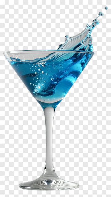 Blue Cocktail Splashing In A Martini Glass PNG