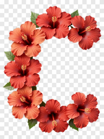 Hibiscus Flowers Forming The Letter C PNG