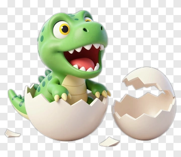 Cartoon Dinosaur Hatching From Egg PNG