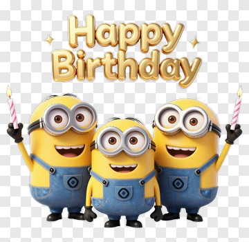 Happy Birthday Minions Holding Candles PNG