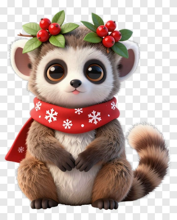 Cute Animal With Holiday Decorations PNG