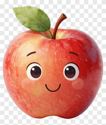 Cartoon Apple With A Smile PNG