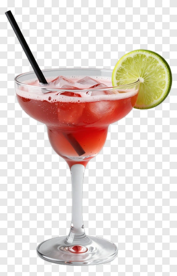Cocktail With Lime Slice And Straw PNG