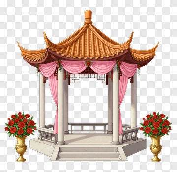 Decorative Gazebo With Flowers PNG