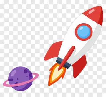 Cartoon Rocket Flying Past A Planet PNG