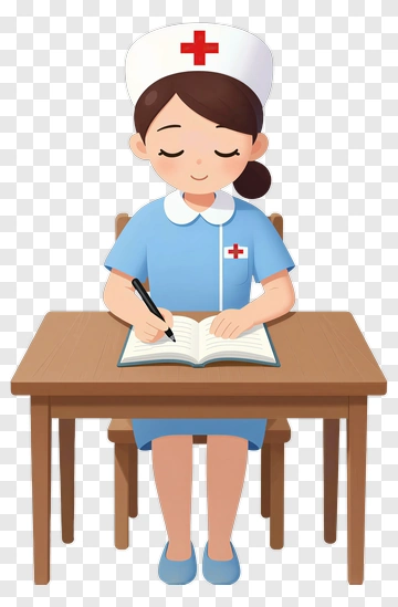 Cartoon Nurse Writing In A Notebook PNG