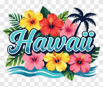 Hawaii Floral Design With Hibiscus Flowers PNG