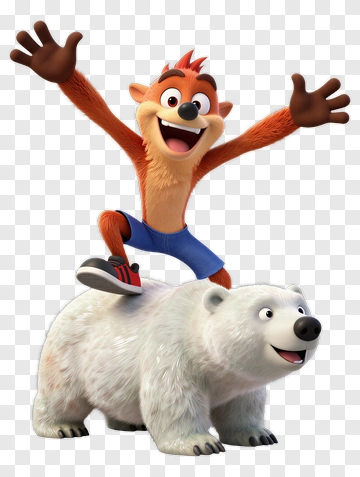 Cartoon Character Riding A Polar Bear PNG