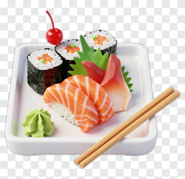 Sushi Platter With Salmon And Sushi Rolls PNG