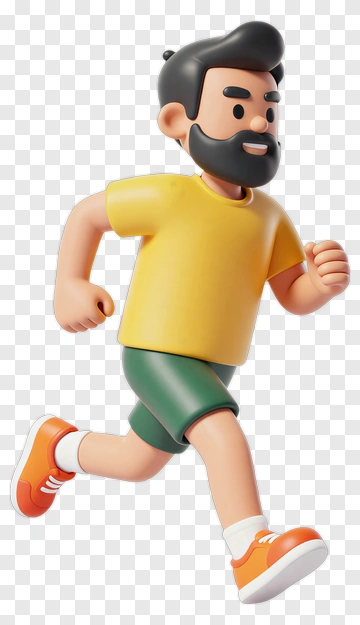 3D Man Running In A Yellow Shirt PNG