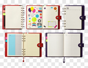 Colorful Planner With Stickers And Blank Pages PNG