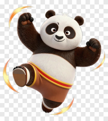Cartoon Panda Performing A Kick PNG