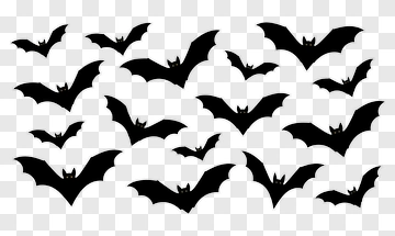 Silhouette Bats Flying In The Night Sky PNG