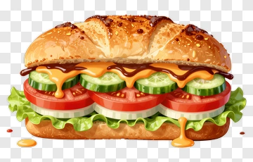 Delicious Sandwich With Fresh Vegetables And Cheese PNG