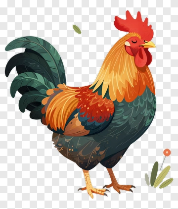 Colorful Rooster Standing Proudly PNG