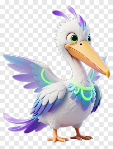 3D Cartoon Bird With Colorful Feathers PNG