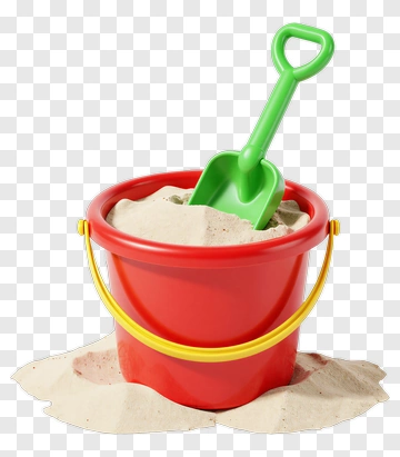 Red Sand Bucket With Green Shovel PNG