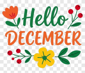 Hello December Floral Design PNG