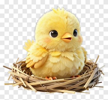 Cute Yellow Chick In A Nest PNG