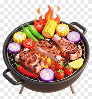 Grilled Meat And Vegetables On A Barbecue PNG