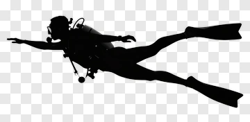 Silhouette Scuba Diver Swimming PNG
