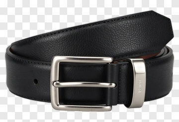 Black Leather Belt With Silver Buckle PNG