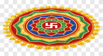 Colorful Mandala Design With Floral Border PNG