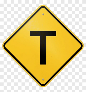 T Intersection Warning Sign PNG