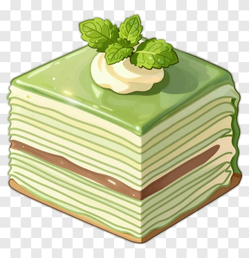 Layered Green Cake With Mint Garnish PNG