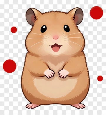 Cartoon Hamster With Red Dots PNG