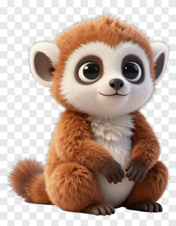 Cute Cartoon Baby Lemur Sitting PNG