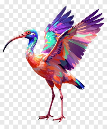 Colorful Bird With Spread Wings PNG