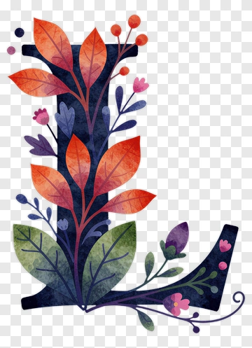 Floral Letter L Design PNG