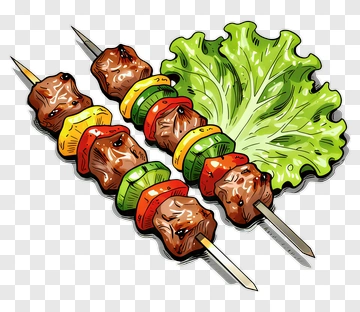 Colorful Skewers With Grilled Meat And Vegetables PNG