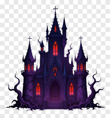 Haunted Castle With Dark Trees PNG