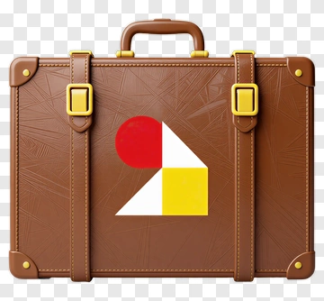 Brown Suitcase With Geometric Design PNG