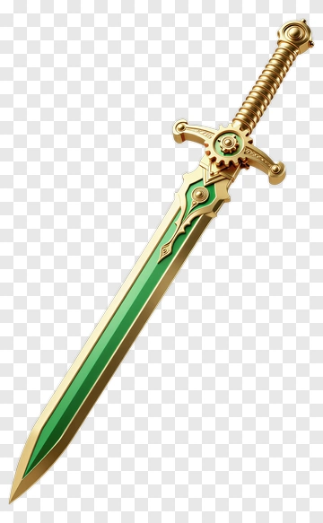 Golden Sword With Green Blade PNG
