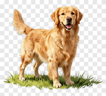 Golden Retriever Standing On Grass PNG