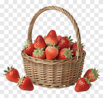 Strawberry Basket Filled With Fresh Strawberries PNG