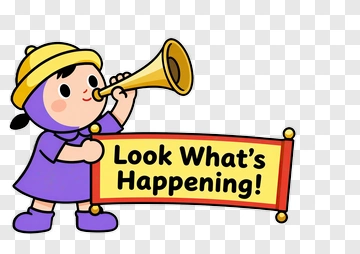 Cartoon Child Holding A Trumpet And Banner PNG