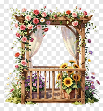 Beautiful Flower Arch With Sunflowers And Roses PNG